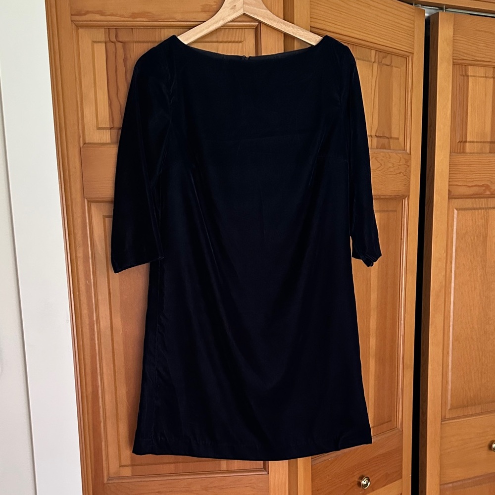 Banana Republic Navy Blue 3/4 -Sleeve Velvet Shift Dress